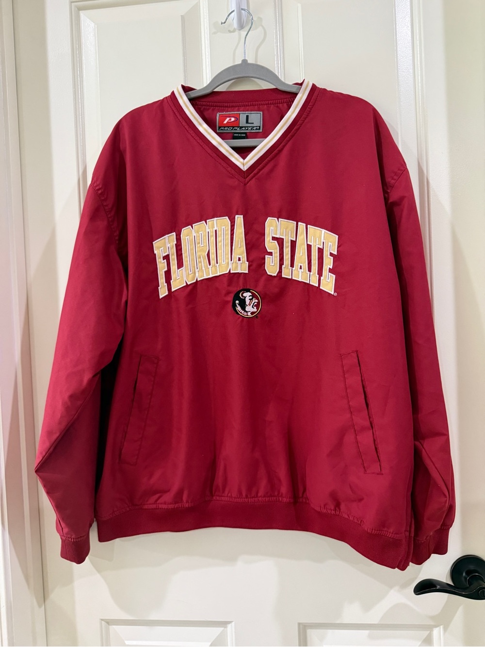 FSU Garnet Pullover V‑Neck with Gold Trim